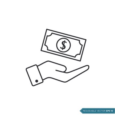 Elle Para Simgesi Vektör Şablonu Al. Dolar İşareti Düz Tasarım EPS 10