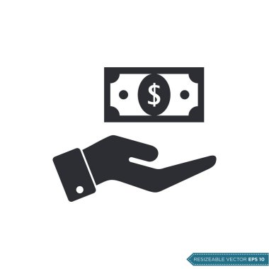 Elle Para Simgesi Vektör Şablonu Al. Dolar İşareti Düz Tasarım EPS 10