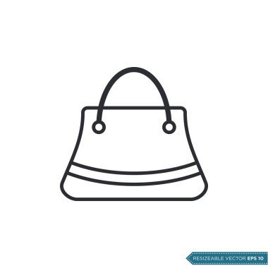 Kadın Torbası Simge Vektör Şablonu Düz Çizim Tasarımı EPS 10