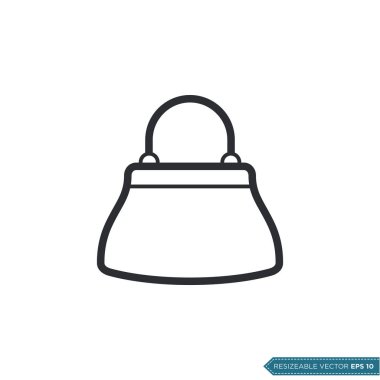 Kadın Torbası Simge Vektör Şablonu Düz Çizim Tasarımı EPS 10