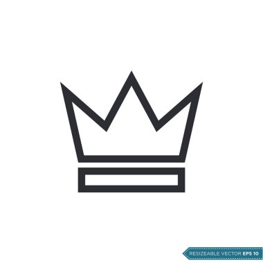 Crown Simge Vektör Şablonu Düz Çizim Tasarımı EPS 10