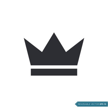 Crown Simge Vektör Şablonu Düz Çizim Tasarımı EPS 10