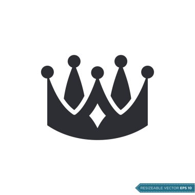 Crown Simge Vektör Şablonu Düz Çizim Tasarımı EPS 10