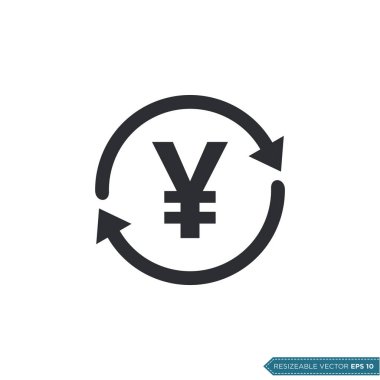 Yen Para Birimi Simgesi Vektör Şablonu Düz Tasarım EPS 10