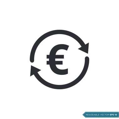 Euro Para Birimi Simgesi Vektör Şablonu Düz Tasarım EPS 10