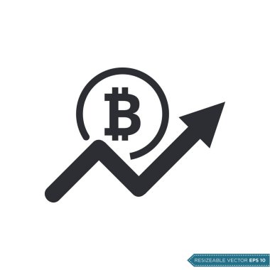 Bitcoin Up Arrow Yatırım Simgesi Vektör Şablonu Düz Tasarım EPS 10