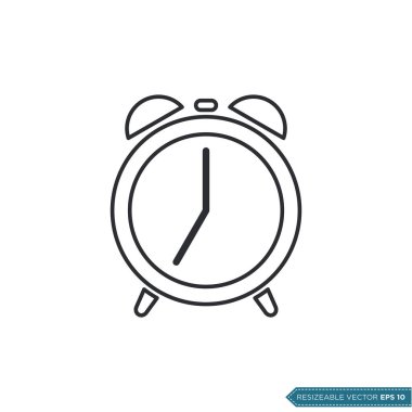 Alarm Saati Simge Vektör Şablonu Düz Çizim Tasarımı EPS 10