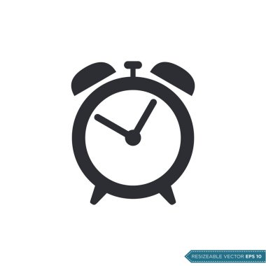 Alarm Saati Simge Vektör Şablonu Düz Çizim Tasarımı EPS 10