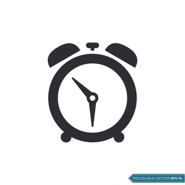Alarm Saati Simge Vektör Şablonu Düz Çizim Tasarımı EPS 10