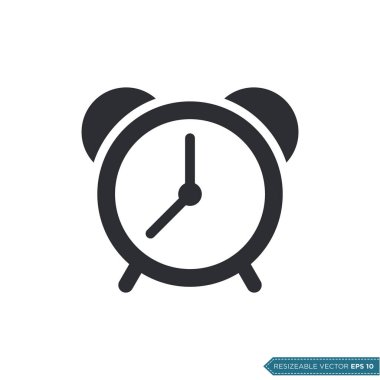 Alarm Saati Simge Vektör Şablonu Düz Çizim Tasarımı EPS 10