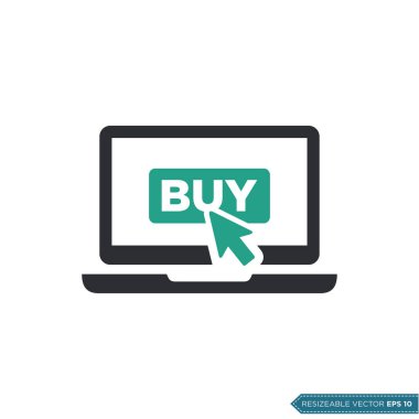 E-Ticaret Simgesi Vektör Şablonu. Çevrimiçi Buy Click Pointer Düz Tasarımı. EPS 10