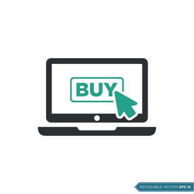 E-Ticaret Simgesi Vektör Şablonu. Çevrimiçi Buy Click Pointer Düz Tasarımı. EPS 10