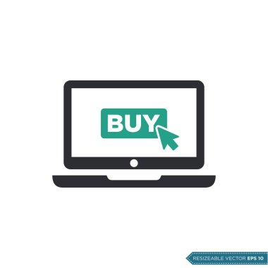 E-Ticaret Simgesi Vektör Şablonu. Çevrimiçi Buy Click Pointer Düz Tasarımı. EPS 10