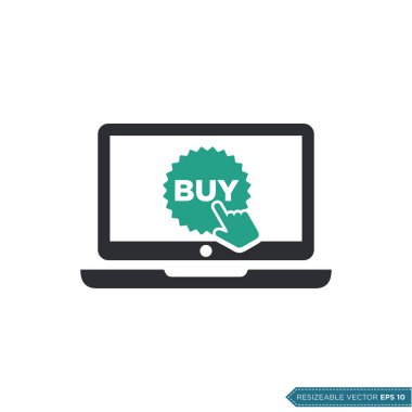 E-Ticaret Simgesi Vektör Şablonu. Çevrimiçi Buy Click Pointer Düz Tasarımı. EPS 10