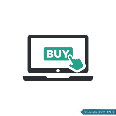 E-Ticaret Simgesi Vektör Şablonu. Çevrimiçi Buy Click Pointer Düz Tasarımı. EPS 10
