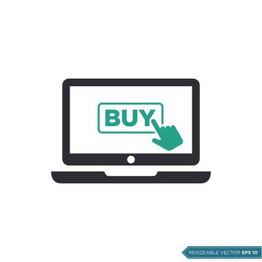 E-Ticaret Simgesi Vektör Şablonu. Çevrimiçi Buy Click Pointer Düz Tasarımı. EPS 10