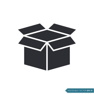 Kutu Paketleme Simgesi Vektör Şablonu Düz Çizim Tasarımı EPS 10