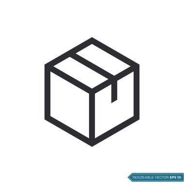 Kutu Paketleme Simgesi Vektör Şablonu Düz Çizim Tasarımı EPS 10