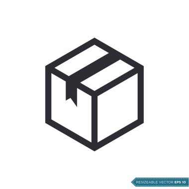 Kutu Paketleme Simgesi Vektör Şablonu Düz Çizim Tasarımı EPS 10