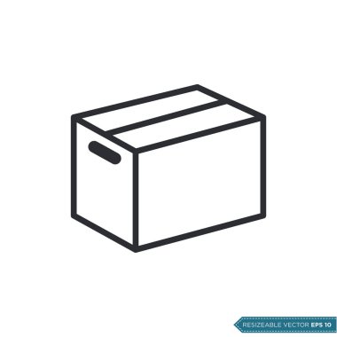 Kutu Paketleme Simgesi Vektör Şablonu Düz Çizim Tasarımı EPS 10