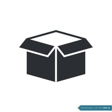 Kutu Paketleme Simgesi Vektör Şablonu Düz Çizim Tasarımı EPS 10