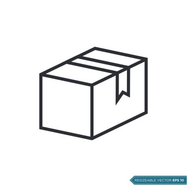 Kutu Paketleme Simgesi Vektör Şablonu Düz Çizim Tasarımı EPS 10