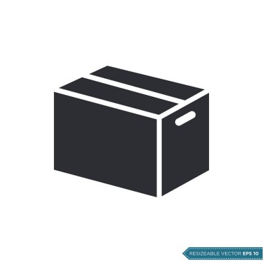 Kutu Paketleme Simgesi Vektör Şablonu Düz Çizim Tasarımı EPS 10