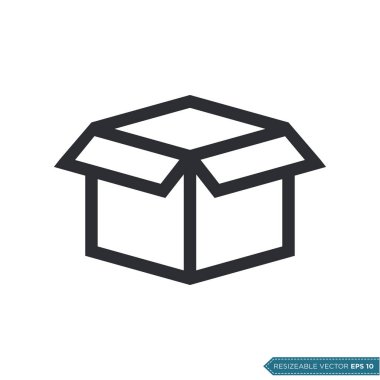 Kutu Paketleme Simgesi Vektör Şablonu Düz Çizim Tasarımı EPS 10