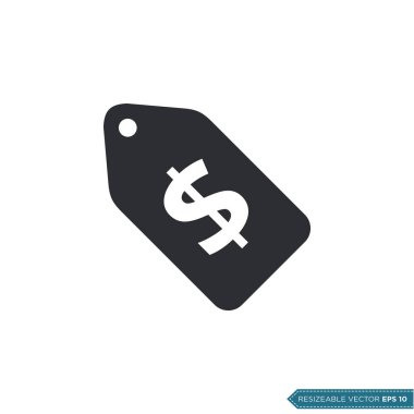 Dolar İşareti Etiketi Simge Vektör Şablonu Düz Tasarım EPS 10