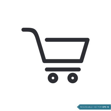 Trolley Cart Simge Vektör Şablonu Düz Çizim Tasarımı EPS 10