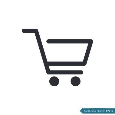 Trolley Cart Simge Vektör Şablonu Düz Çizim Tasarımı EPS 10