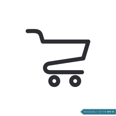 Trolley Cart Simge Vektör Şablonu Düz Çizim Tasarımı EPS 10