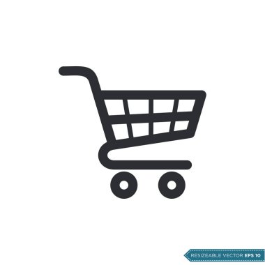 Trolley Cart Simge Vektör Şablonu Düz Çizim Tasarımı EPS 10