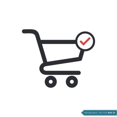 Trolley Cart Simge Vektör Şablonu Düz Çizim Tasarımı EPS 10