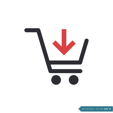 Trolley Cart Simge Vektör Şablonu Düz Çizim Tasarımı EPS 10