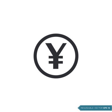 Yen Money Coin Simge Vektör Şablonu Düz Çizim Tasarımı EPS 10