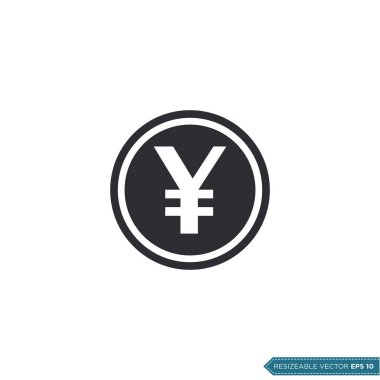 Yen Money Coin Simge Vektör Şablonu Düz Çizim Tasarımı EPS 10
