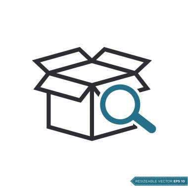 Kutu Paketi Teslimat Simgesi Vektörü. Kurye Kargo Nakliye Çizim Şablonu. EPS 10