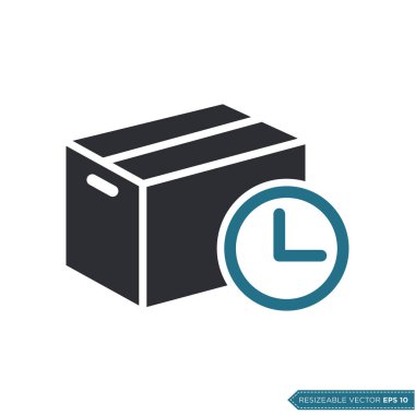 Kutu Paketi Teslimat Simgesi Vektörü. Kurye Kargo Nakliye Çizim Şablonu. EPS 10