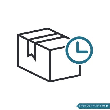 Kutu Paketi Teslimat Simgesi Vektörü. Kurye Kargo Nakliye Çizim Şablonu. EPS 10