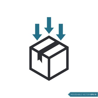 Kutu Paketi Teslimat Simgesi Vektörü. Kurye Kargo Nakliye Çizim Şablonu. EPS 10