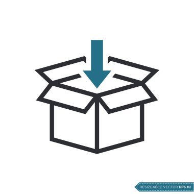 Kutu Paketi Teslimat Simgesi Vektörü. Kurye Kargo Nakliye Çizim Şablonu. EPS 10