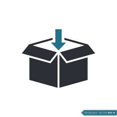 Kutu Paketi Teslimat Simgesi Vektörü. Kurye Kargo Nakliye Çizim Şablonu. EPS 10