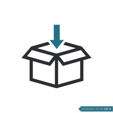 Kutu Paketi Teslimat Simgesi Vektörü. Kurye Kargo Nakliye Çizim Şablonu. EPS 10