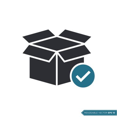 Kutu Paketi Teslimat Simgesi Vektörü. Kurye Kargo Nakliye Çizim Şablonu. EPS 10