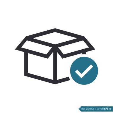 Kutu Paketi Teslimat Simgesi Vektörü. Kurye Kargo Nakliye Çizim Şablonu. EPS 10