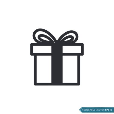 Hediye Kutusu Simgesi Şablonu Düz Çizim Tasarımı EPS 10