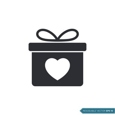 Hediye Kutusu Simgesi Şablonu Düz Çizim Tasarımı EPS 10