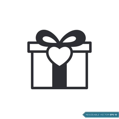 Hediye Kutusu Simgesi Şablonu Düz Çizim Tasarımı EPS 10