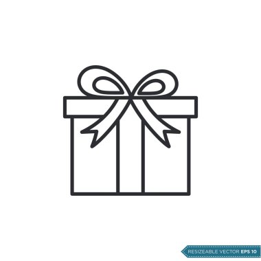Hediye Kutusu Simgesi Şablonu Düz Çizim Tasarımı EPS 10